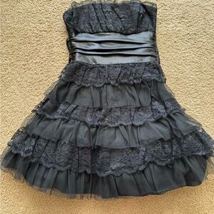 Masquerade Black Lace Strapless Gown